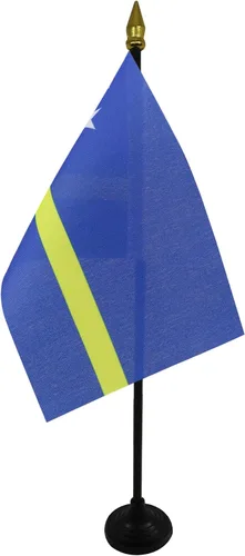 Miniatura 18 de Venezuela Old 7 estrellas con brazos Bandera de mesa 4'' x 6'' - Antigua bandera venezolana de escritorio 5.9 x 3.9 in - tapa de lanza dorada - AZ