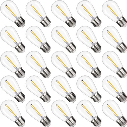 Bombillas LED S14 de repuesto, Bombillas LED S14 irrompibles e impermeables de 1 W, luces de cadena para exteriores, bombillas LED Edison de base