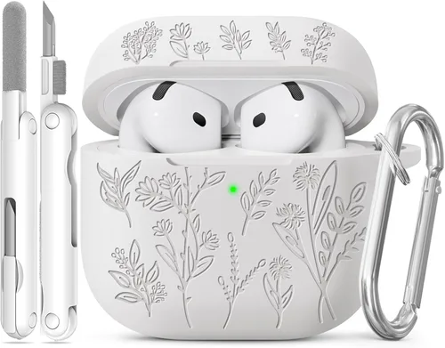 Miniatura 13 de Funda para Airpods Pro 3 con tapa magnética, fundas grabadas con flores para Apple AirPods Pro de 3ª generación 2025, funda de silicona suave