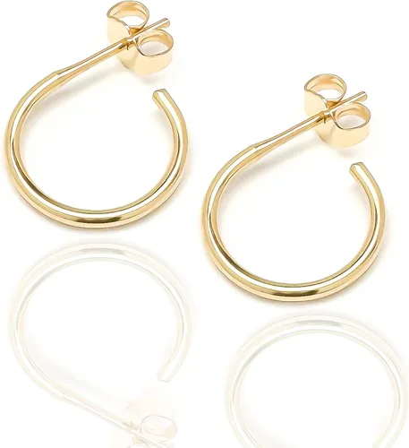 Miniatura 15 de Aretes de aro de plata de ley, plata de ley 925, 0.472 in, 16 ga, aretes de aro para mujer, aretes de aro de plata hipoalergénica, aretes de aro