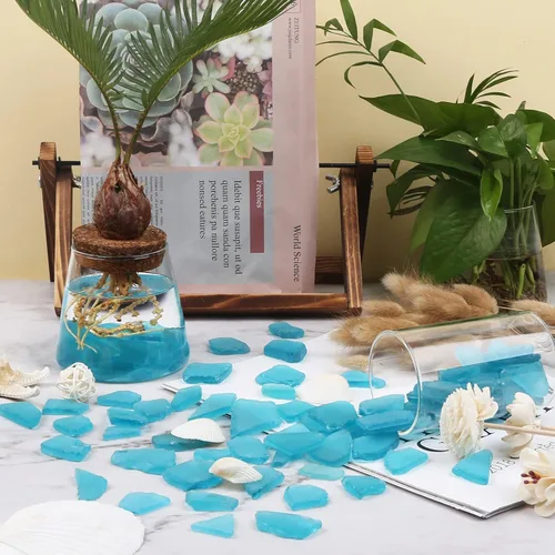 Miniatura 6 de Giftvest Vidrio de mar para manualidades, adornos planos de vidrio de mar esmerilado, relleno de jarrón, suministros de manualidades para playa