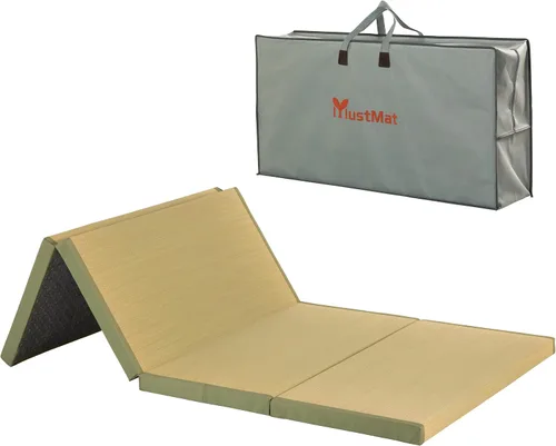 Miniatura 10 de MustMat Tapete grueso de tatami individual XL, cama de tatami japonés con bolsa de almacenamiento, 39 x 80 x 2 pulgadas (negro)
