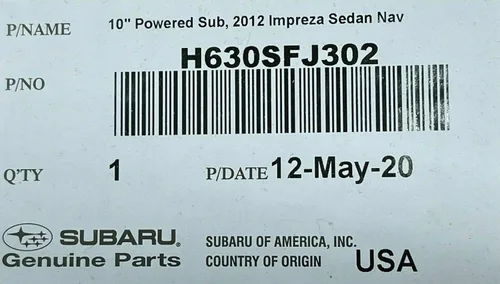 Miniatura 2 de Subaru 2015-2021 Subaru WRX STI 2012-2015 IMPREZA SEDAN 10 pies Kicker SuB SUBWOOFER H630SFJ302 no HARMON KARDON