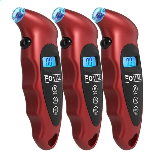 FOVAL Medidor digital de presión de neumáticos de 150 PSI para automóvil, camión, bicicleta, lectura instantánea con LCD retroiluminado y agarre