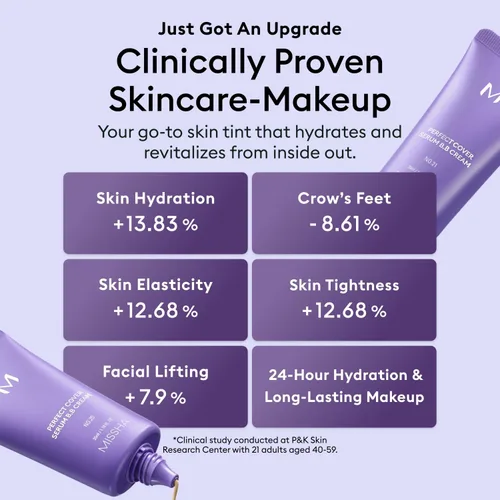 Miniatura 5 de MISSHA M PERFECT COVER SERUM BB CREAM No.21 - Beige claro con subtono frío, BB Cream de Cardi B Pick, tinte para la piel, hidratante tintado