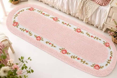 Miniatura 8 de Stay Young Alfombra decorativa con diseño de rosas y flores, para dormitorio, sala de estar, baño, cocina, diseño romántico resistente a