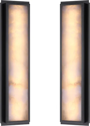 Miniatura 20 de Paquete de 2 lámparas de pared de cristal con acabado champán, lámpara de pared de estilo conciso moderno, pantalla de cristal poliédrico para baño
