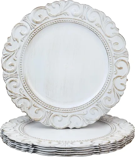 Miniatura 9 de Spsyrine Platos Base Dorados, Juego de 6 Platos Base para Platos de Cena, Platos Base de Mesa de 13 Pulgadas para Bodas al Por Mayor, Decoración