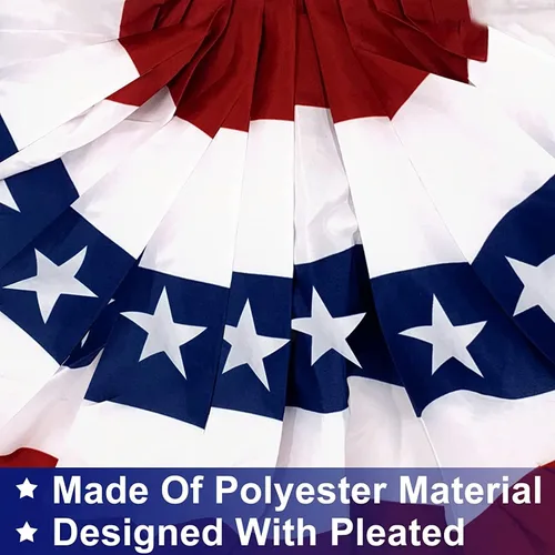 Miniatura 4 de Bandera de abanico plisada de Estados Unidos, banderas patrióticas de medio abanico con ojales de latón para decoración del Día de los Caídos del 4