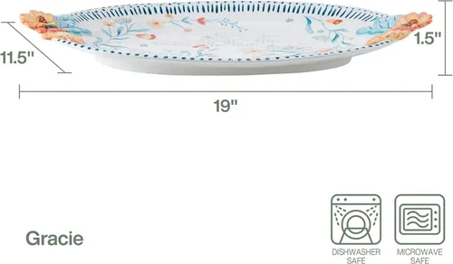Miniatura 3 de Fitz and Floyd Gracie - Plato floral para servir, 19 pulgadas