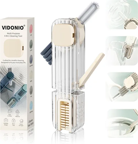Miniatura 14 de Set de cepillos de limpieza de 3 en 1 para tapas de tazas, herramientas de limpieza multifuncionales para botellas aisladas, limpiador de portavasos