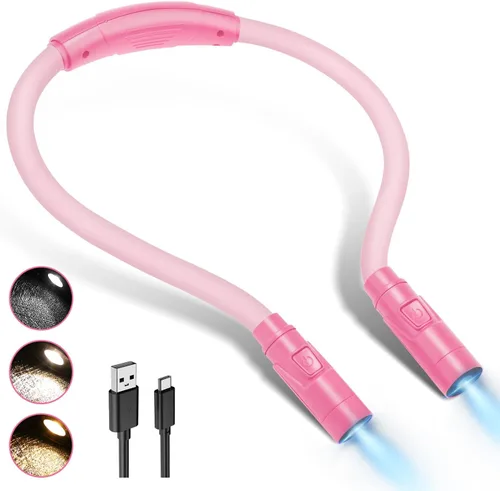 Miniatura 10 de LUXJET Luz de libro para leer y tejer a ganchillo, luz recargable para el cuello para tejer y reparar, luz de lectura de cuello amigable