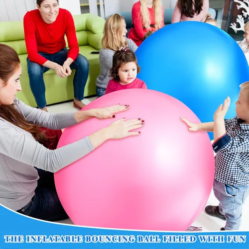 Miniatura 4 de Jenaai 30 Inch Large Bouncy Balls Giant Inflatable Rubber Kickballs Big Outdoor Exercise Jumping Hopping Ball for Outdoor Activity Sports Party Decor