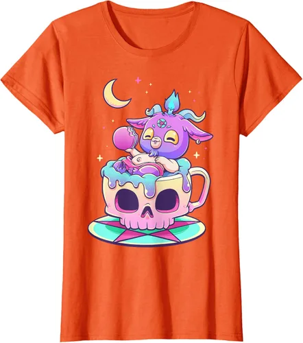 Miniatura 44 de Kawaii Pastel Goth Cute espeluznante Pentáculo Baphomet - Camiseta de cabra, Negro