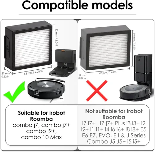 Miniatura 2 de Paquete de 6 filtros HEPA de repuesto Combo 10 Max para iRobot Roomba Combo j7+ plus, Combo j9+, Combo 10 Max Robot Aspirador Filtros HEPA