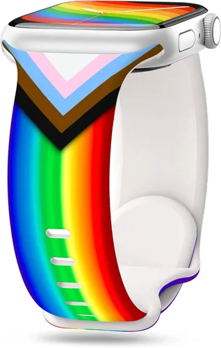 Miniatura 44 de Dressy Designer - Correa de silicona para orgullo compatible con Apple Watch para mujeres y hombres de 38/40/41/42/44/45/46/1.929 in, correas