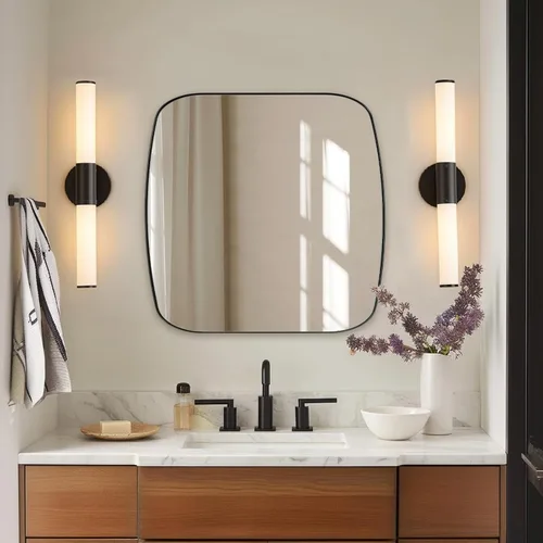 Miniatura 36 de ANDY STAR Espejo de baño de níquel cepillado, espejo ovalado de 20 x 30 pulgadas para baño, espejo oblongo de níquel cepillado con marco de metal