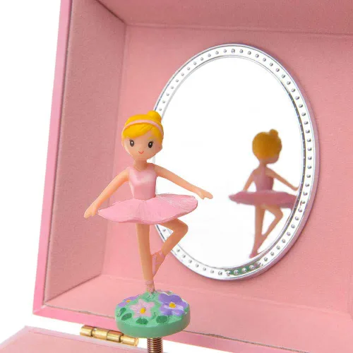 Miniatura 4 de Jewelkeeper Caja de almacenamiento de joyería musical para niña con cajón extraíble, diseño de arcoíris y lámina dorada, tono de lago de cisne
