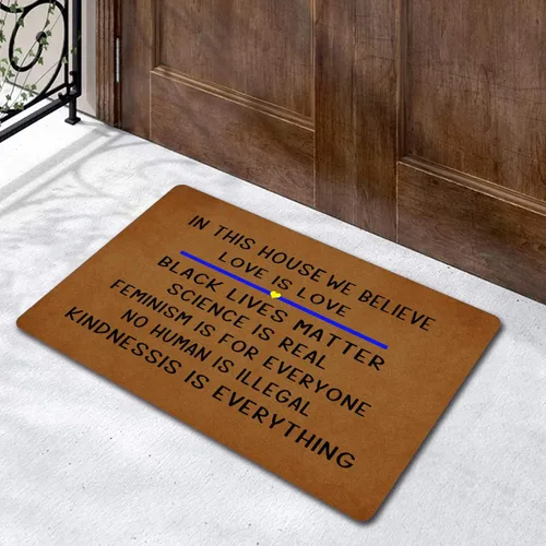 Miniatura 2 de in This House We Believe - Felpudos divertidos de goma antideslizante, tapetes personalizados para decoración del hogar para uso en exteriores e