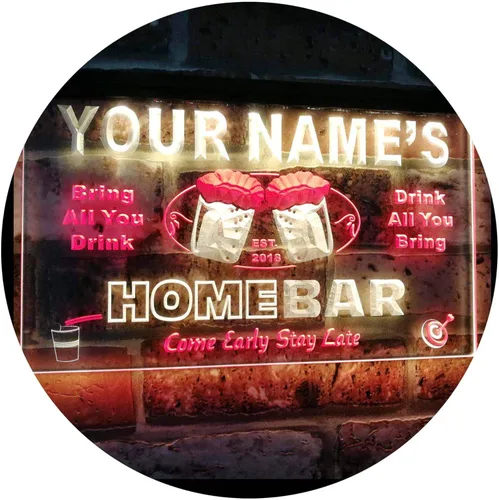 Miniatura 18 de Letrero luminoso Custom Home Bar Beer de neón; personalizado con nombre Blanco