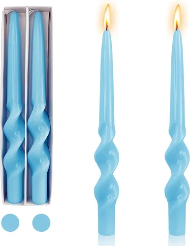 Miniatura 28 de Pink Candlesticks - Juego de 2 velas cónicas en espiral, sin perfume, de 10 pulgadas de largo, velas cónicas sin perfume para decoración del hogar