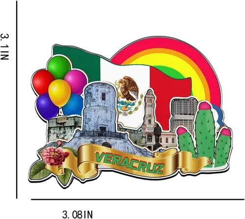 Miniatura 3 de Veracruz - Imán de madera para nevera, diseño de México, monumentos en 3D, recuerdos coleccionables, decoración hecha a mano, 2026