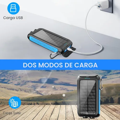 Miniatura 4 de Cargador solar-banco de energía-49800mAh Cargador solar portátil para teléfono con linterna LED/15W Carga rápida USB C Batería externa impermeable