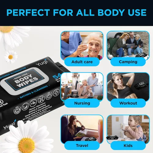 Miniatura 4 de Toallitas corporales para adultos – XL sin enjuague para ducha, paños de baño, baño sin perfume para ancianos, camping, gimnasio, viajes