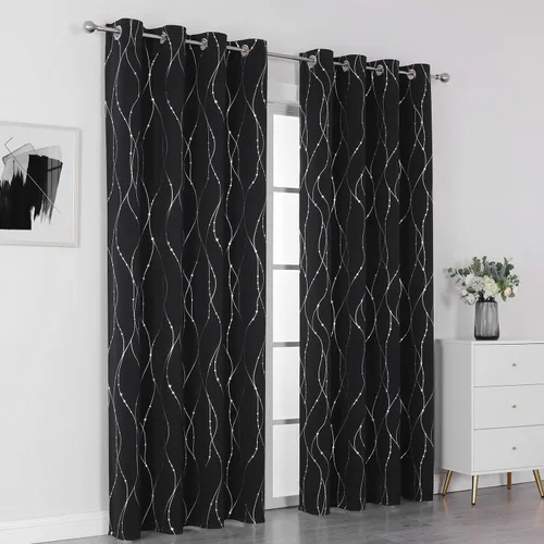 Miniatura 7 de SMILE WEAVER Cortinas opacas negras para sala de estar de 63 pulgadas de largo, 2 paneles, cortinas de oscurecimiento de habitación, cortinas