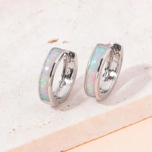 Miniatura 167 de CiNily Aretes Huggie de ópalo con bisagras, chapados en oro, hipoalergénicos, pequeños aretes de aro para mujeres, adolescentes, niñas, hombres