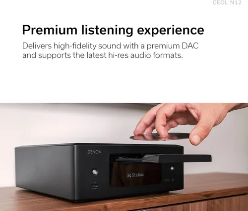 Miniatura 4 de Denon RCD-N12 Reproductor de CD Bluetooth con sintonizador de radio AM/FM integrado y Wi-Fi, reproductores de CD para sistema estéreo doméstico