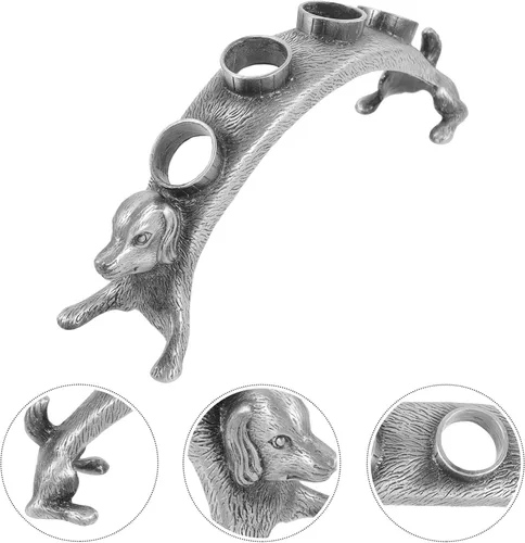 Miniatura 3 de Gadpiparty Dog Design - Tapones de vino de 4 agujeros, soporte para botellas, ramo de aleación para botella de vino, soporte para tapones