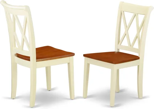 Miniatura 11 de East West Furniture CLC-LWH-W Clarksville - Sillas de comedor con respaldo cruzado doble, juego de 2, color blanco lino