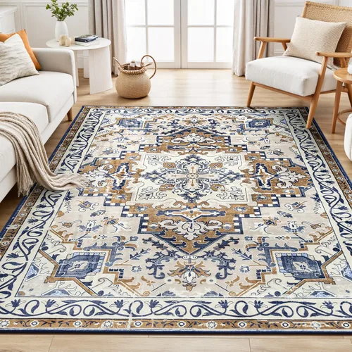 Miniatura 79 de Rugflix Alfombras de área de 8 x 10 pies para sala de estar, alfombra grande lavable, resistente a las manchas, pelo bajo, alfombra oscura moderna