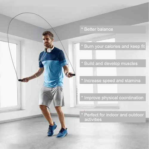 Miniatura 7 de Redify Cuerda de saltar, cuerdas de saltar para fitness, para mujeres, hombres y niños, cuerda de salto de velocidad para entrenamiento