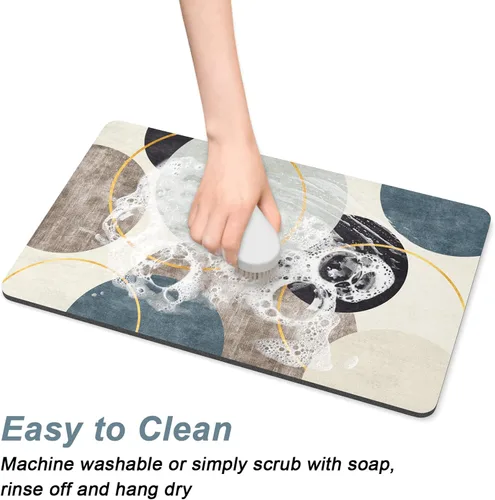 Miniatura 5 de Rnivvi Tapete de comida para perros, 12" x 19" bohemio absorbente, tapete para tazones de perros y gatos para comida y agua, bonita alfombra de goma