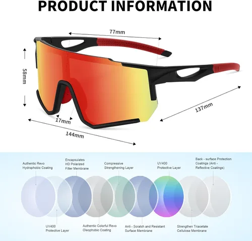 Miniatura 3 de Gafas de Sol Polarizadas para Ciclismo para Hombres y Mujeres con Protección UV con Clip para Miopía para Béisbol, Ciclismo, Carrera, MTB