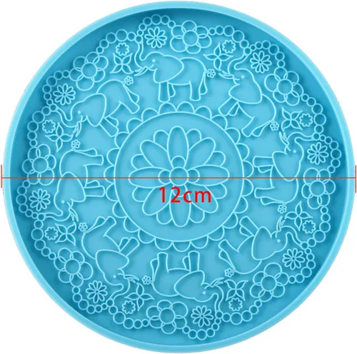 Miniatura 2 de AGCFABS 1 molde de resina para posavasos de flores de mandala, moldes de silicona de diseño 3D para hacer bandejas de posavasos redondos, tapete