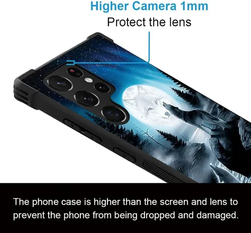 Miniatura 5 de CARLOCA Funda compatible con Samsung Galaxy S22 Ultra, diseño gráfico de Star Howling Wolfs Samsung Galaxy S22 Ultra, diseño gráfico, a prueba