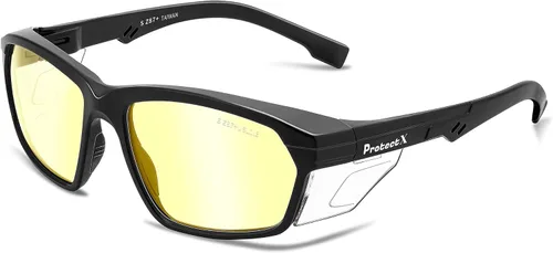 Miniatura 35 de ProtectX Anteojos de seguridad clásicos, lentes antivaho resistentes a los arañazos, gafas protectoras para el trabajo, interior/exterior, ANSI Z87.1