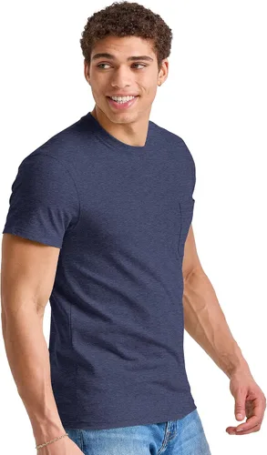 Miniatura 4 de Hanes Camiseta de cuello redondo con bolsillo, 100% algodón para hombre