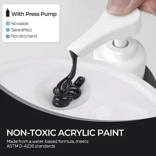 Miniatura 5 de Nicpro Juego de pintura acrílica grande negra (69 onzas, 69.0 fl oz), suministros de pintura artística no tóxicos para múltiples superficies