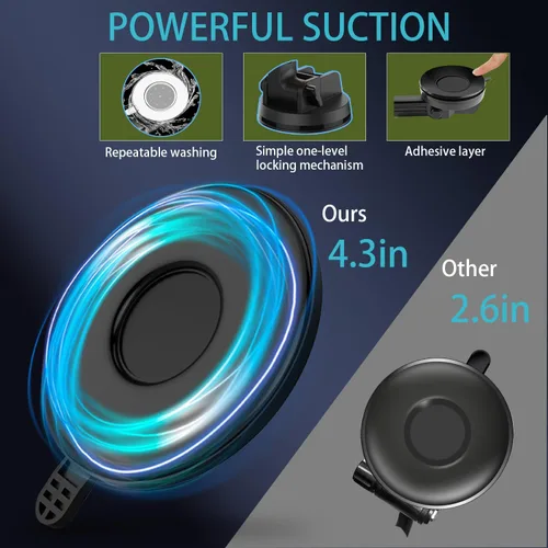 Miniatura 6 de Topsolar Soporte de teléfono para camión para camión, súper ventosa, soporte para dispositivo móvil, ventana de tablero de 16.9 pulgadas de largo