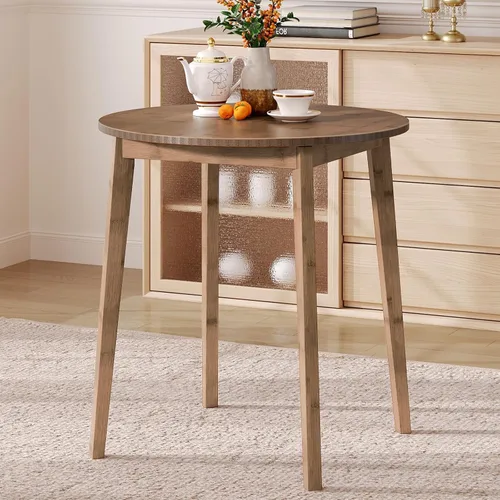 Miniatura 11 de HOOBRO Mesa de Comedor de Bambú, Mesa de Comedor Redonda para 2, Mesa de Cocina de 27.5" para Espacios Pequeños, Mesa de Escribir, Fácil de Montar