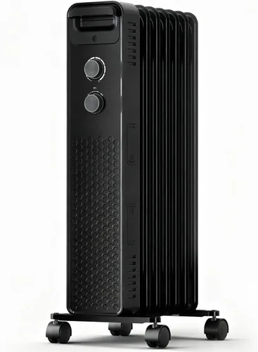 ZAFRO 1500 W Calentador Eléctrico de Radiador Lleno de Aceite con Termostato Ajustable, Protección Contra Sobrecalentamiento y Vuelco, Bajo Nivel de