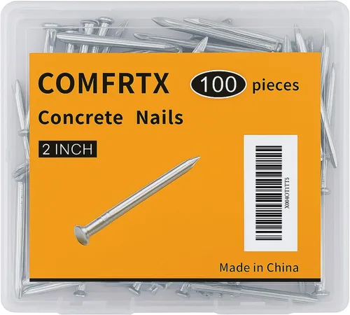 Miniatura 10 de Clavos de hormigón de 1 pulgada para paredes de mampostería y cemento, 400 clavos de ladrillo de acero galvanizado para colgar imágenes con caja