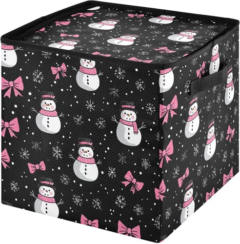 Miniatura 14 de Cesta de almacenamiento para adornos de Navidad, búfalo a cuadros, negro y blanco, contenedor de almacenamiento de invierno con separadores