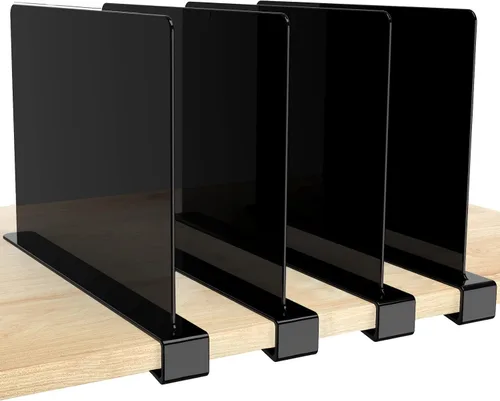 Miniatura 15 de HBlife 12 piezas de divisores de estante de acrílico transparente, organizador vertical de bolsos para armario, perfecto para suéteres, camisas