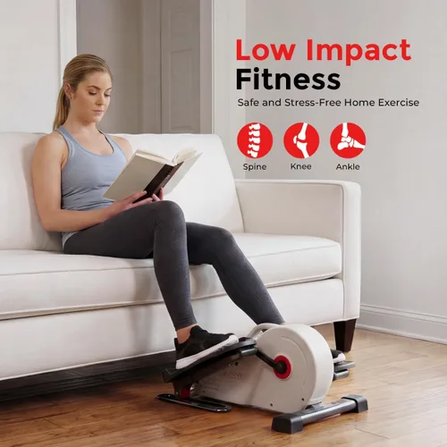 Miniatura 10 de Sunny Health & Fitness Under Desk Pedal Elliptical Machine, Adjustable Resistance Leg Exerciser Office Home Workout While Sitting for Seniors Blanco