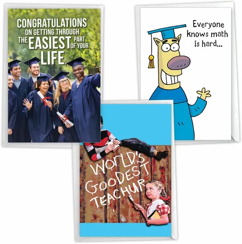 Miniatura 7 de Paquete de NobleWorks de 3 tarjetas de graduación hilarantes (Graduado) con sobres (1 diseño, 3 cada una) Dragón Graduado C3557GDG-C3x1